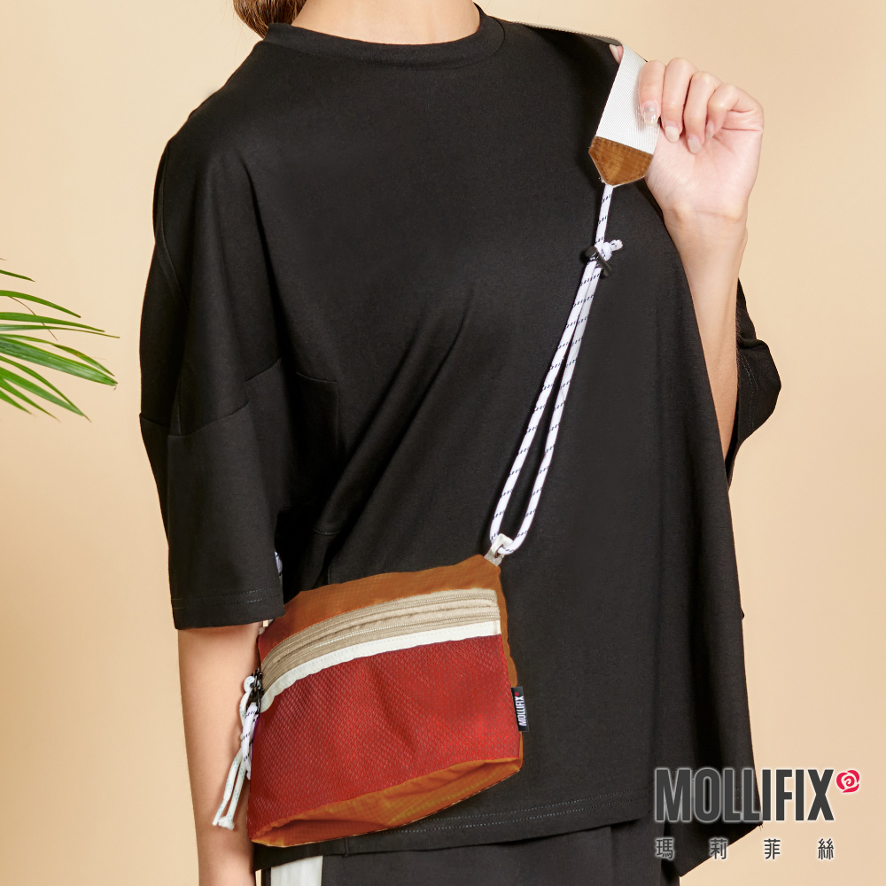 MOLLIFIX 拼色雙袋斜背隨身小包