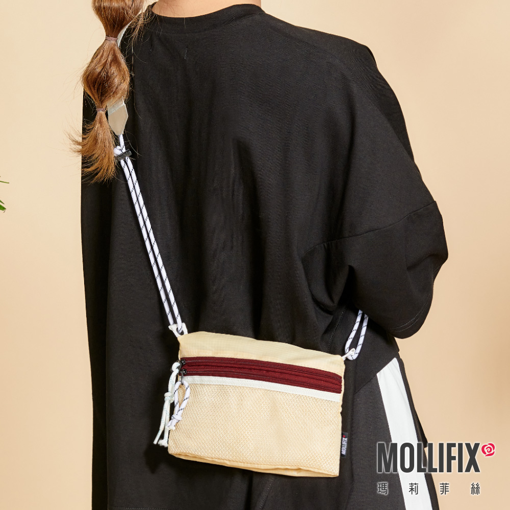 MOLLIFIX 拼色雙袋斜背隨身小包
