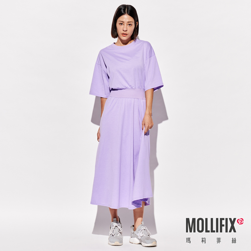 MOLLIFIX  氣質縮腰短袖口袋洋裝