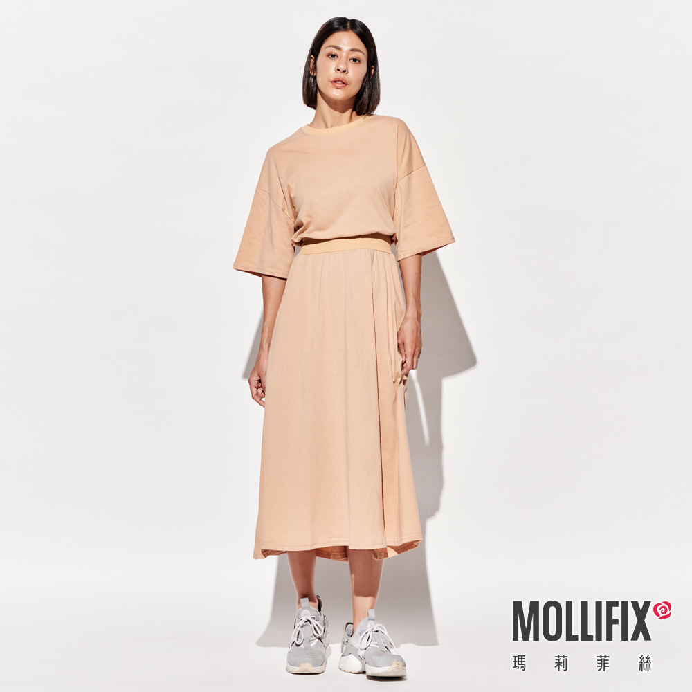 MOLLIFIX  氣質縮腰短袖口袋洋裝