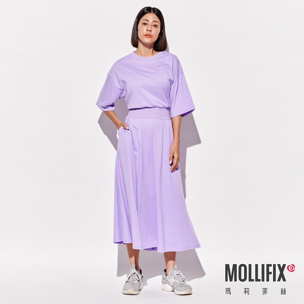 MOLLIFIX  氣質縮腰短袖口袋洋裝