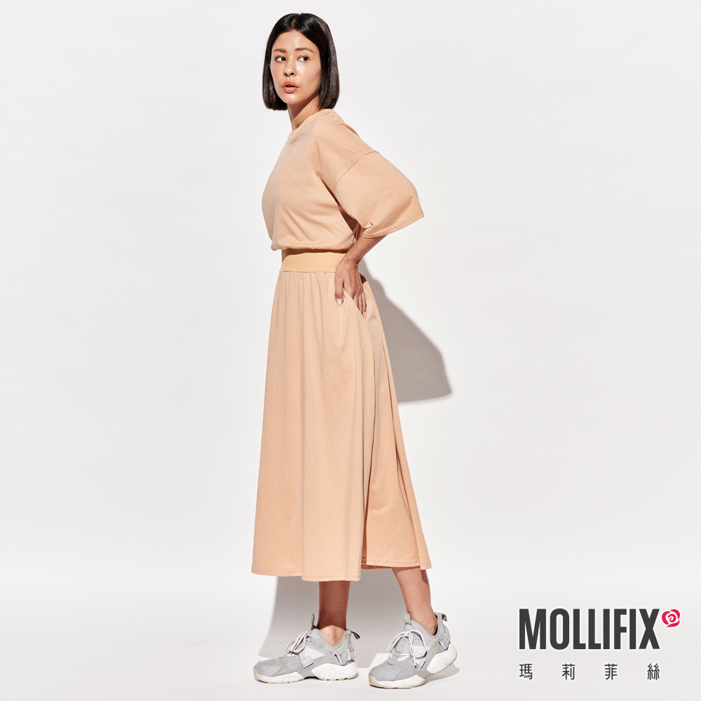 MOLLIFIX  氣質縮腰短袖口袋洋裝