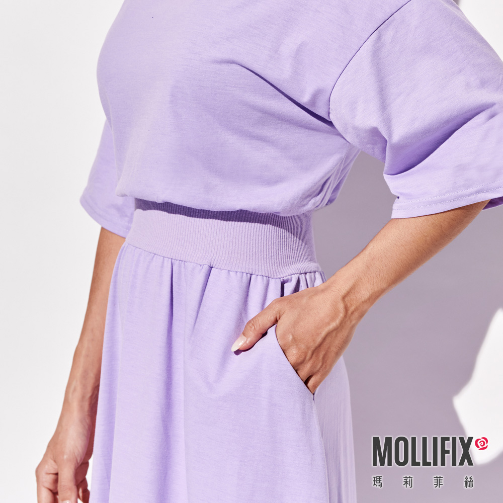 MOLLIFIX  氣質縮腰短袖口袋洋裝
