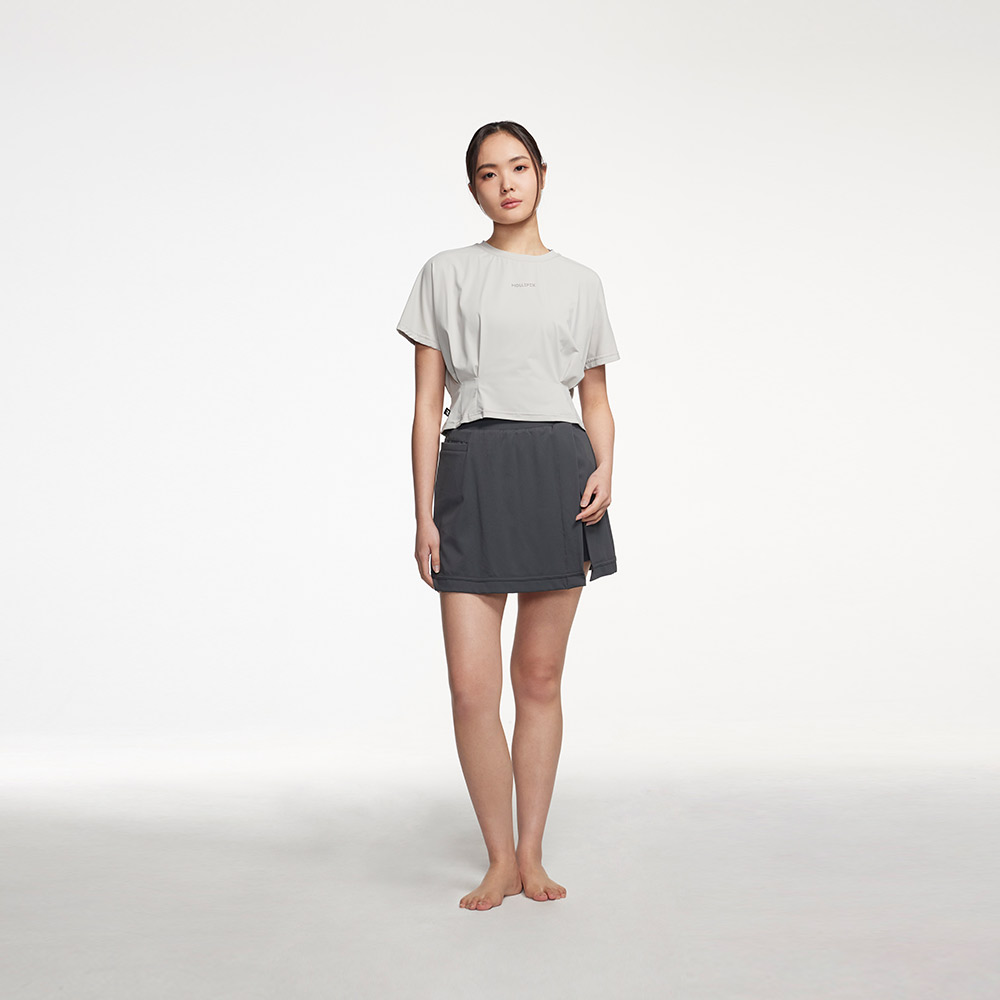 MOLLIFIX 冰感高彈 收腰活褶短袖上衣