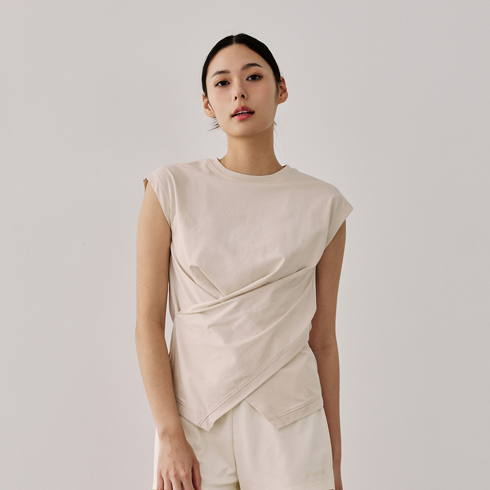 美型抓褶 涼感無袖上衣