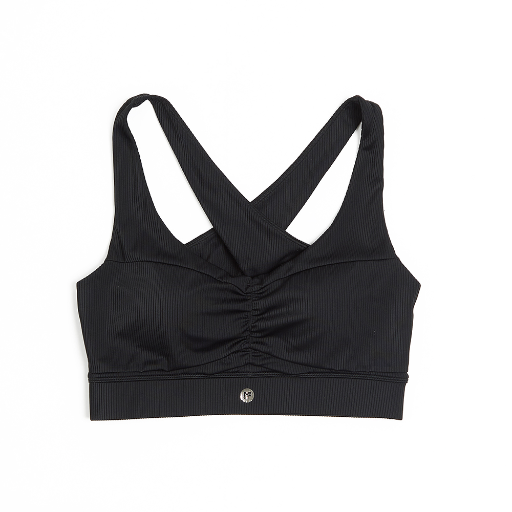 彈力羅紋 抓皺修身運動上衣