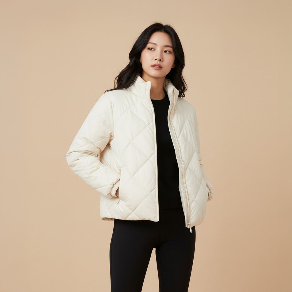 珠光菱格鋪棉外套