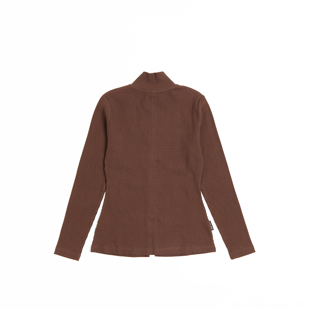 立領羅紋彈力長版外套