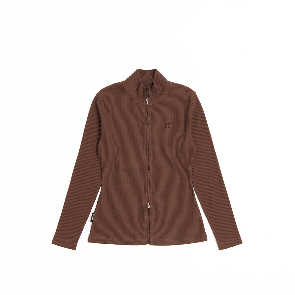 立領羅紋彈力長版外套