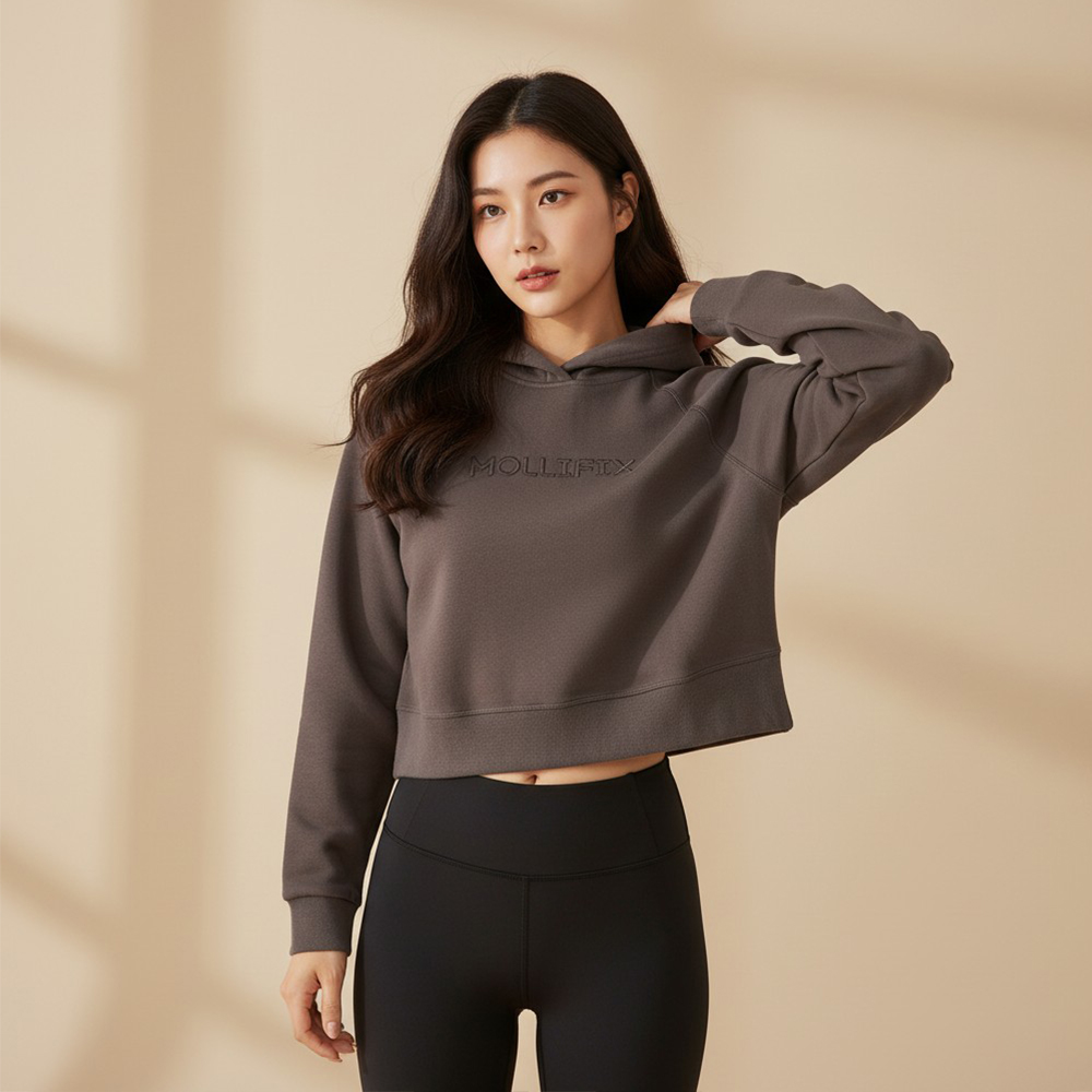 空氣層修腰線連帽上衣