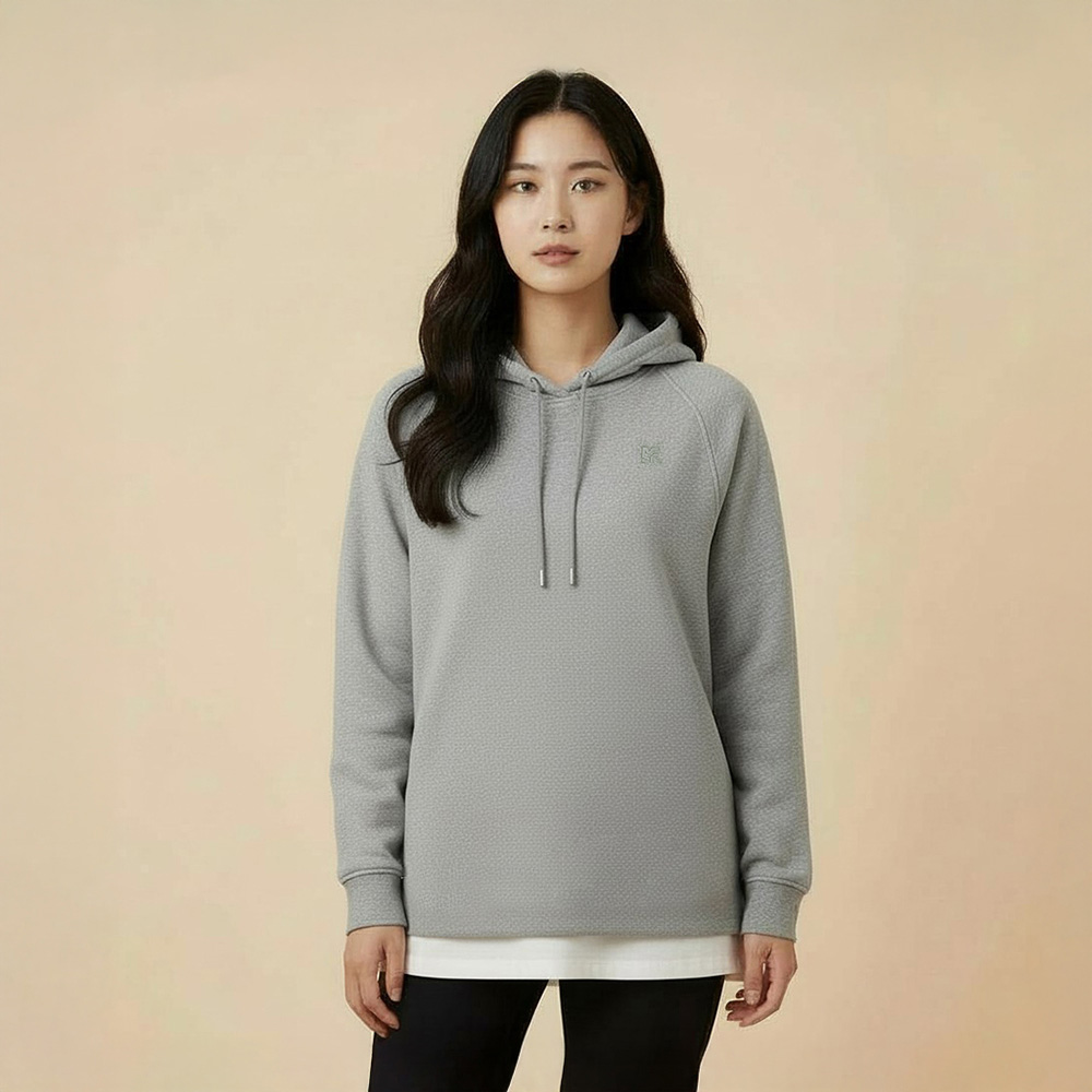 棉絨長版連帽上衣