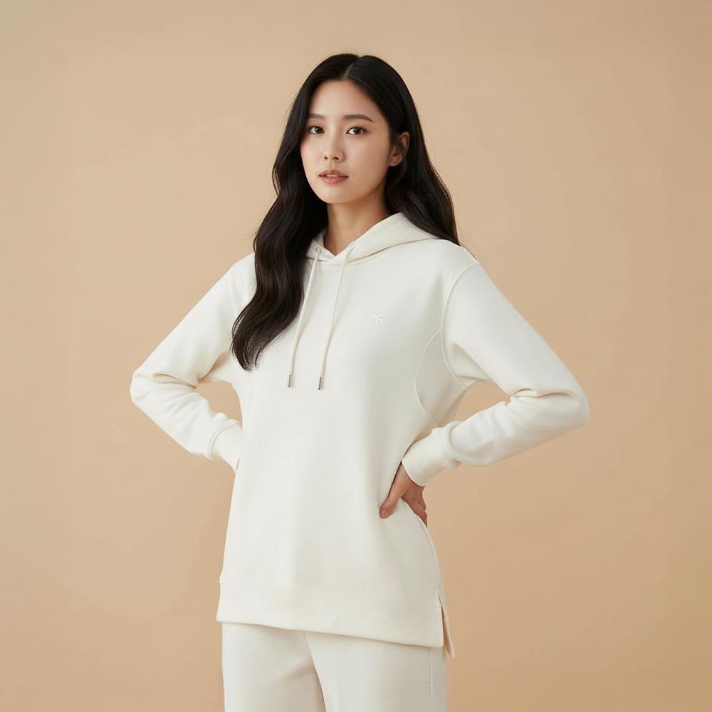 棉絨長版連帽上衣