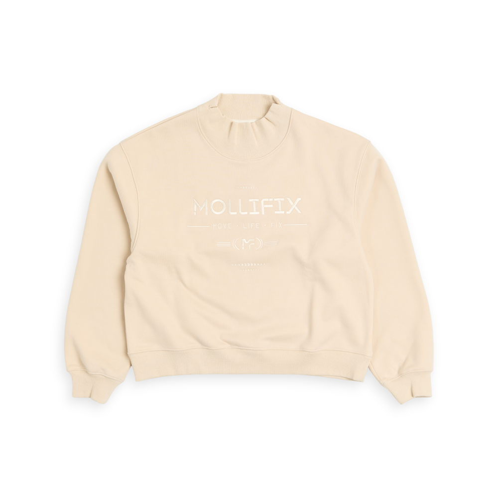 蓄熱高領字繡長袖上衣