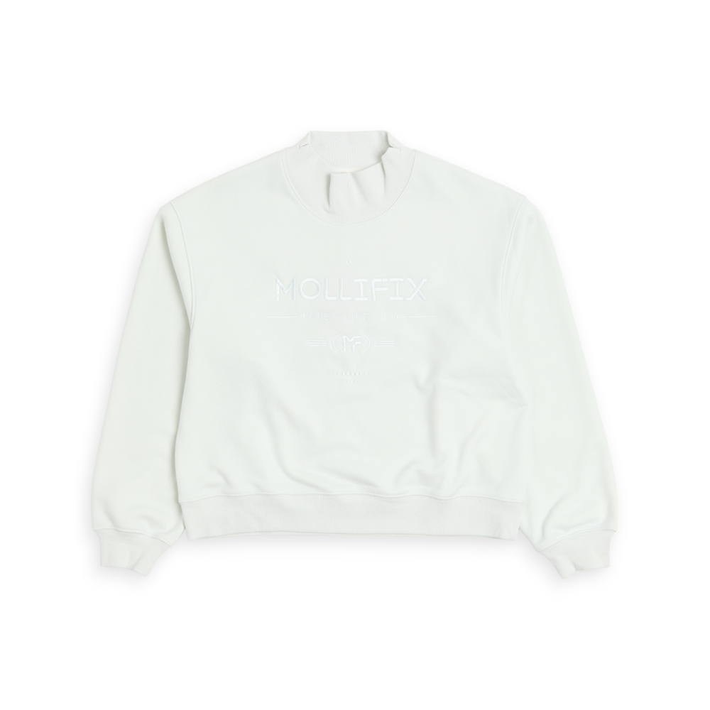 蓄熱高領字繡長袖上衣