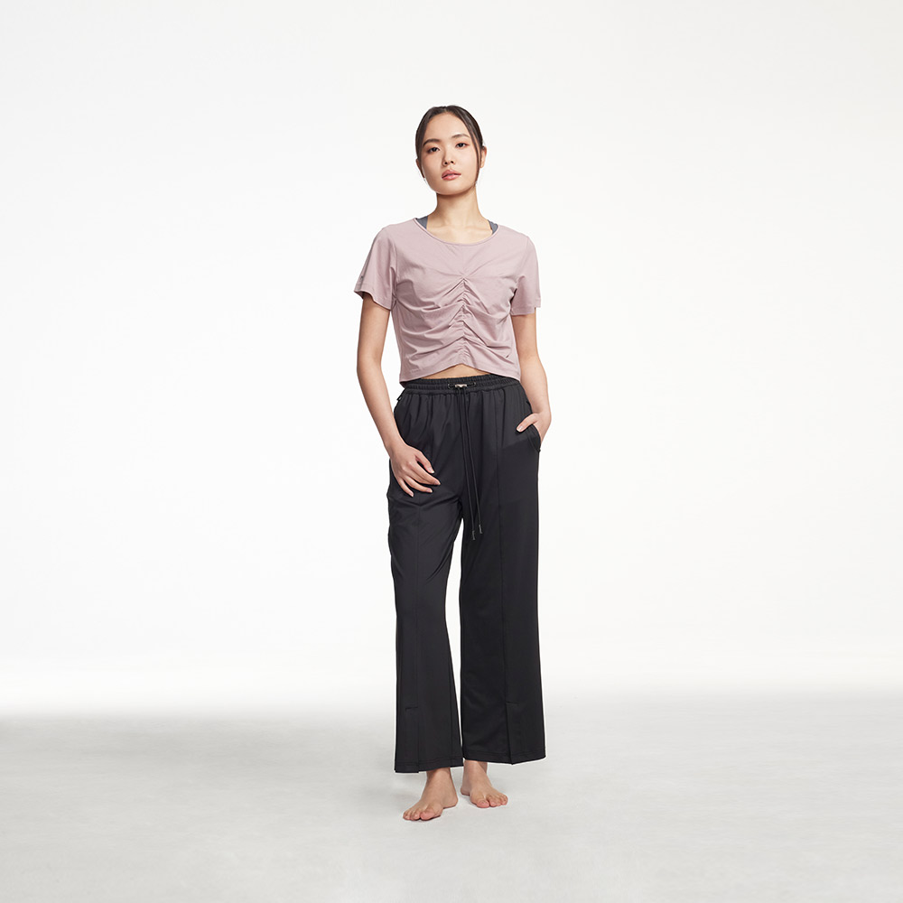 MOLLIFIX 高彈修身 開衩寬長褲