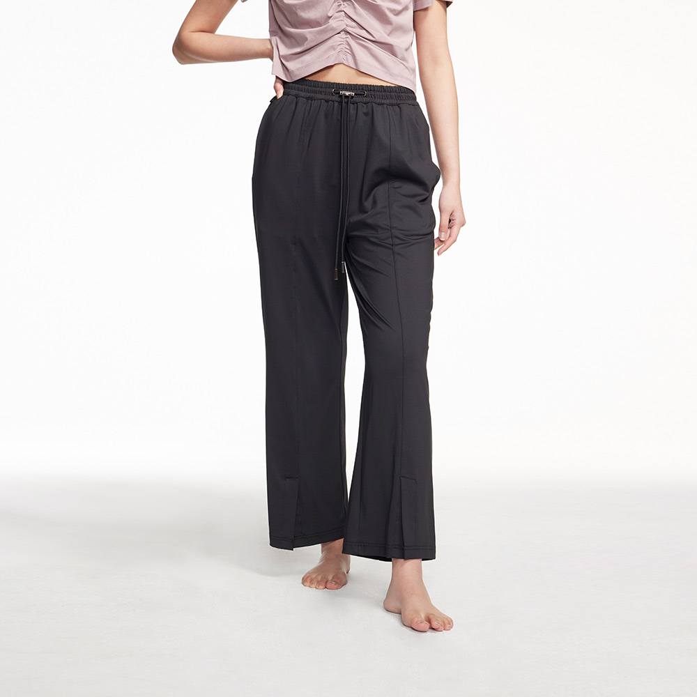 MOLLIFIX 高彈修身 開衩寬長褲