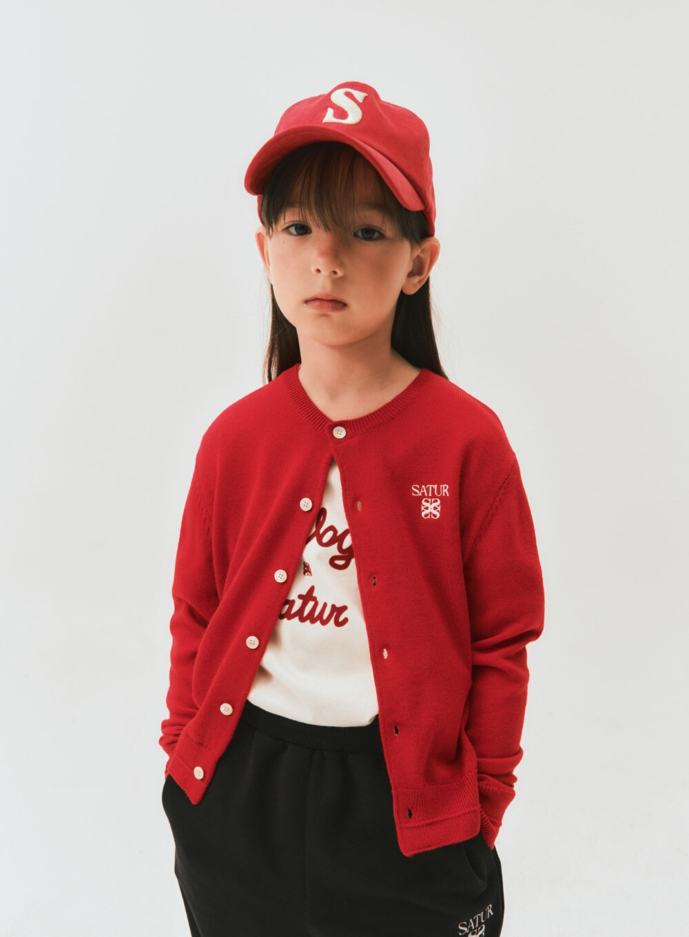 SATUR 兒童款 Loren 羊毛圓領針織開襟衫  SA253KKC06