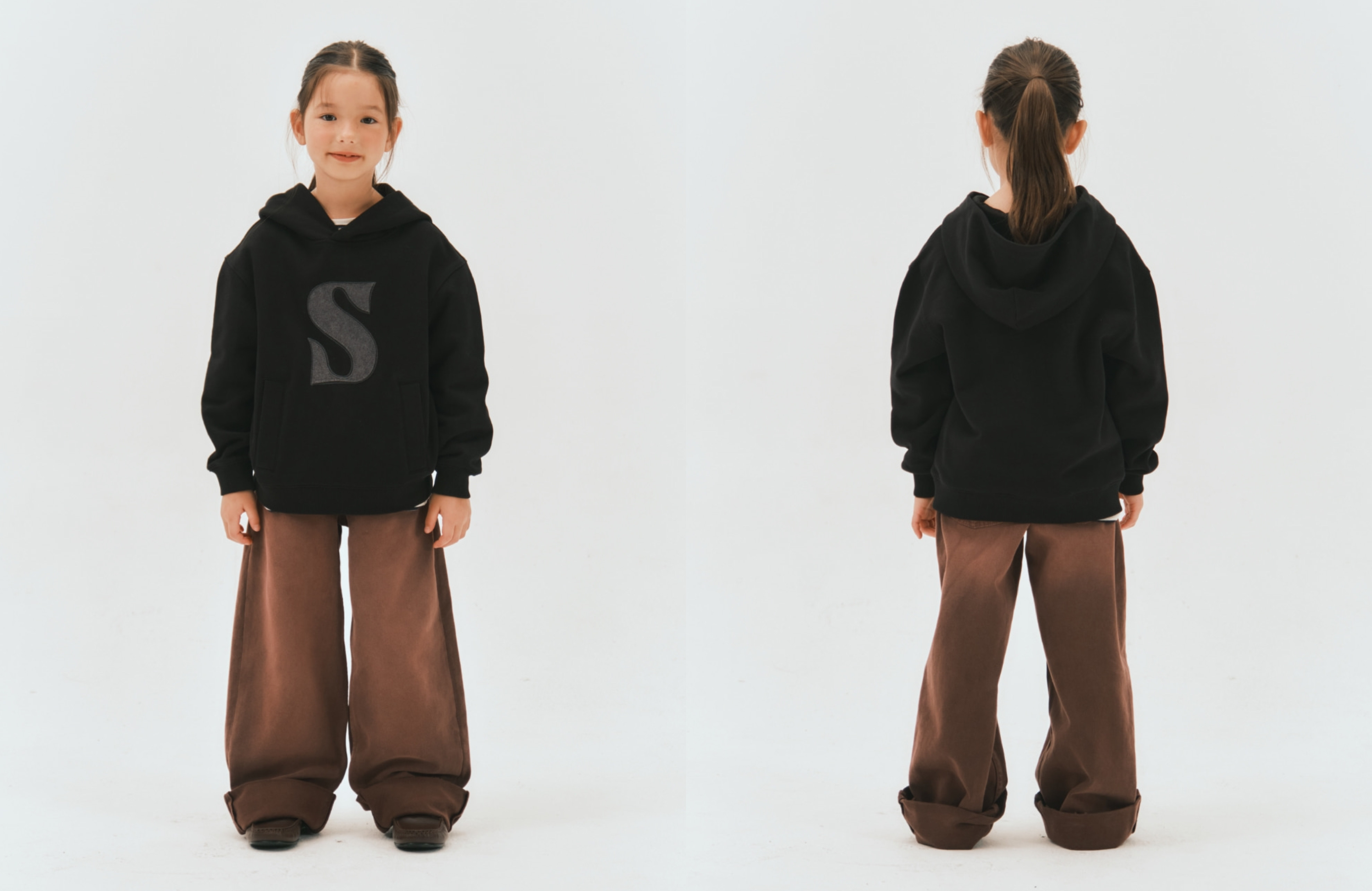 SATUR 兒童款 S Logo 貼布口袋連帽上衣  SA253KTH01