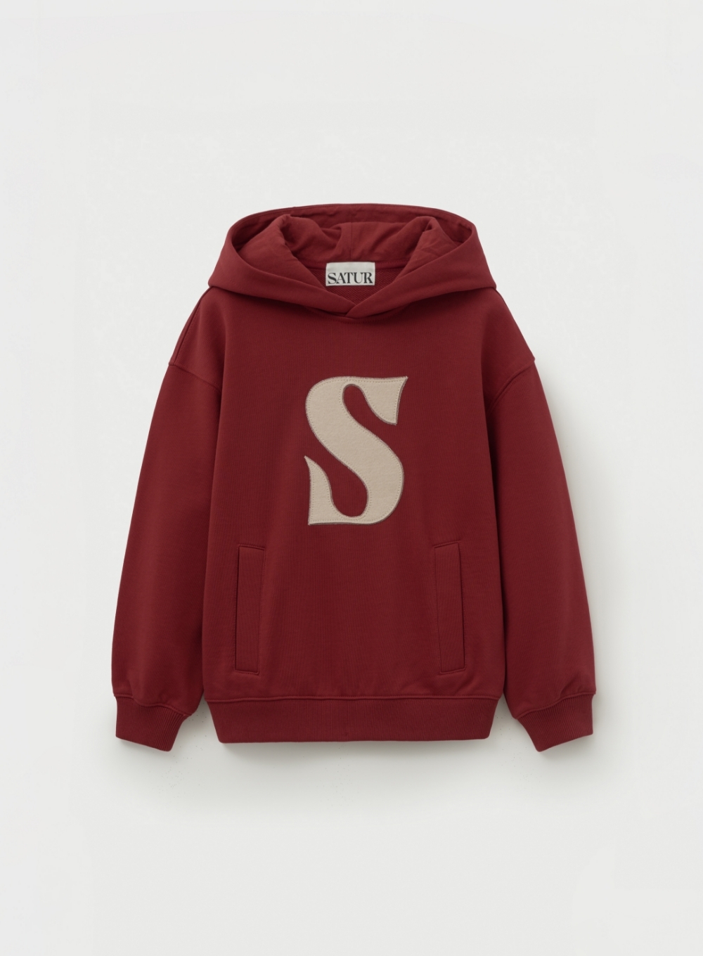 SATUR 兒童款 S Logo 貼布口袋連帽上衣  SA253KTH01