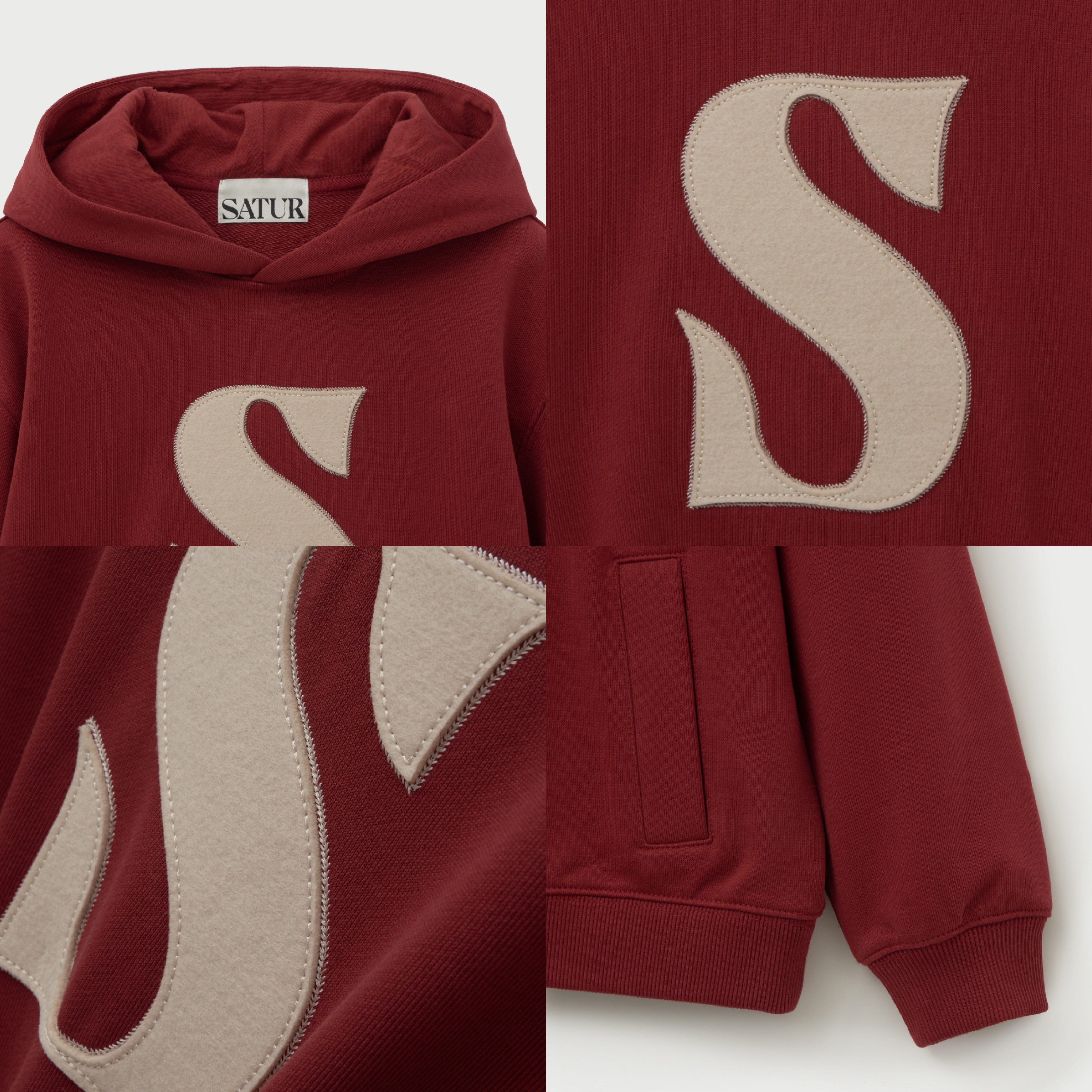 SATUR 兒童款 S Logo 貼布口袋連帽上衣  SA253KTH01