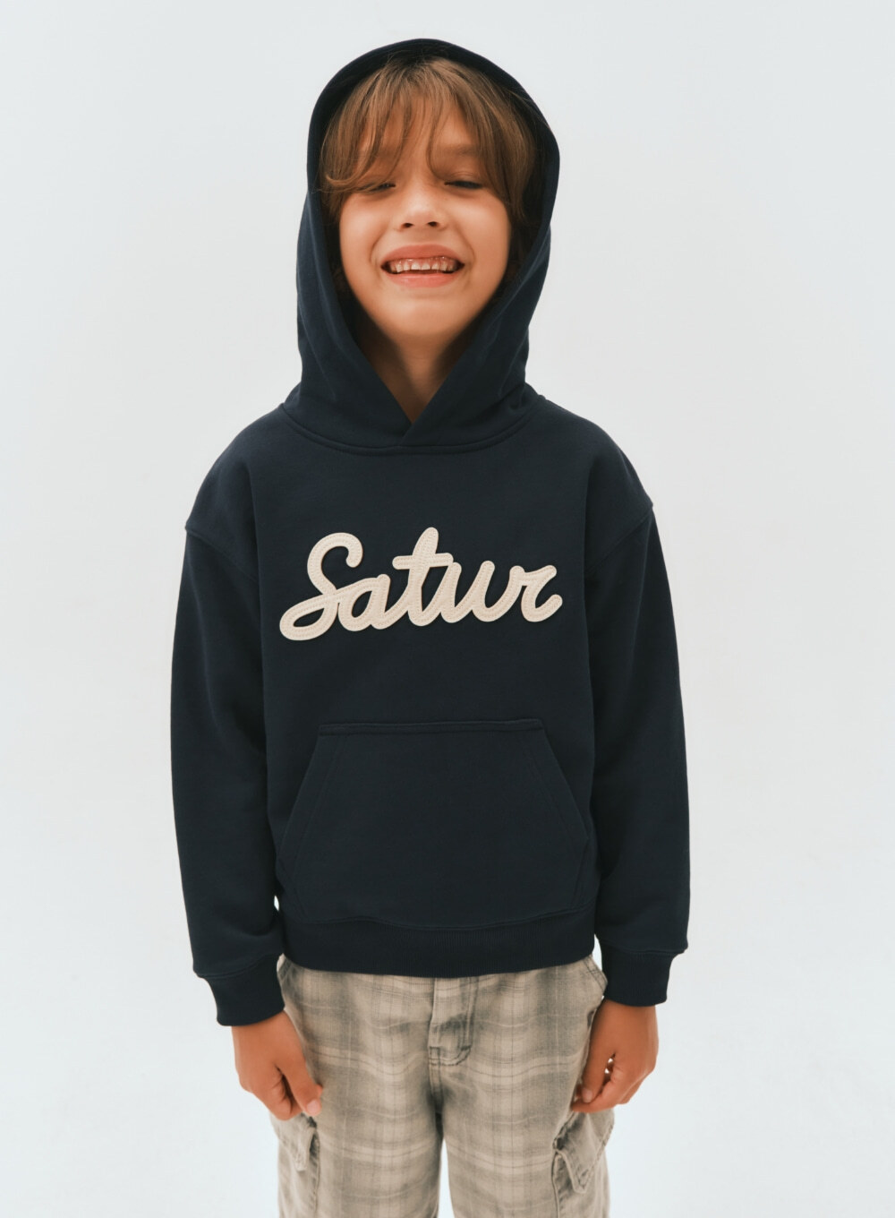 SATUR 兒童款 Satur 貼布連帽上衣  SA253KTH02