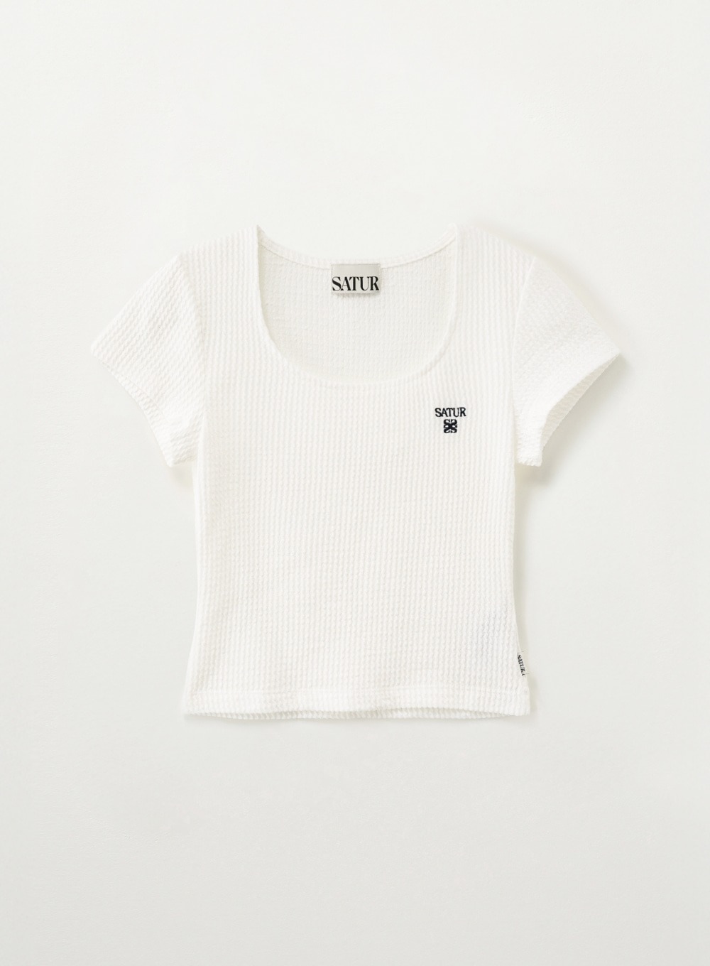 SATUR 女款 方領皺摺短袖上衣  SA262WTS18