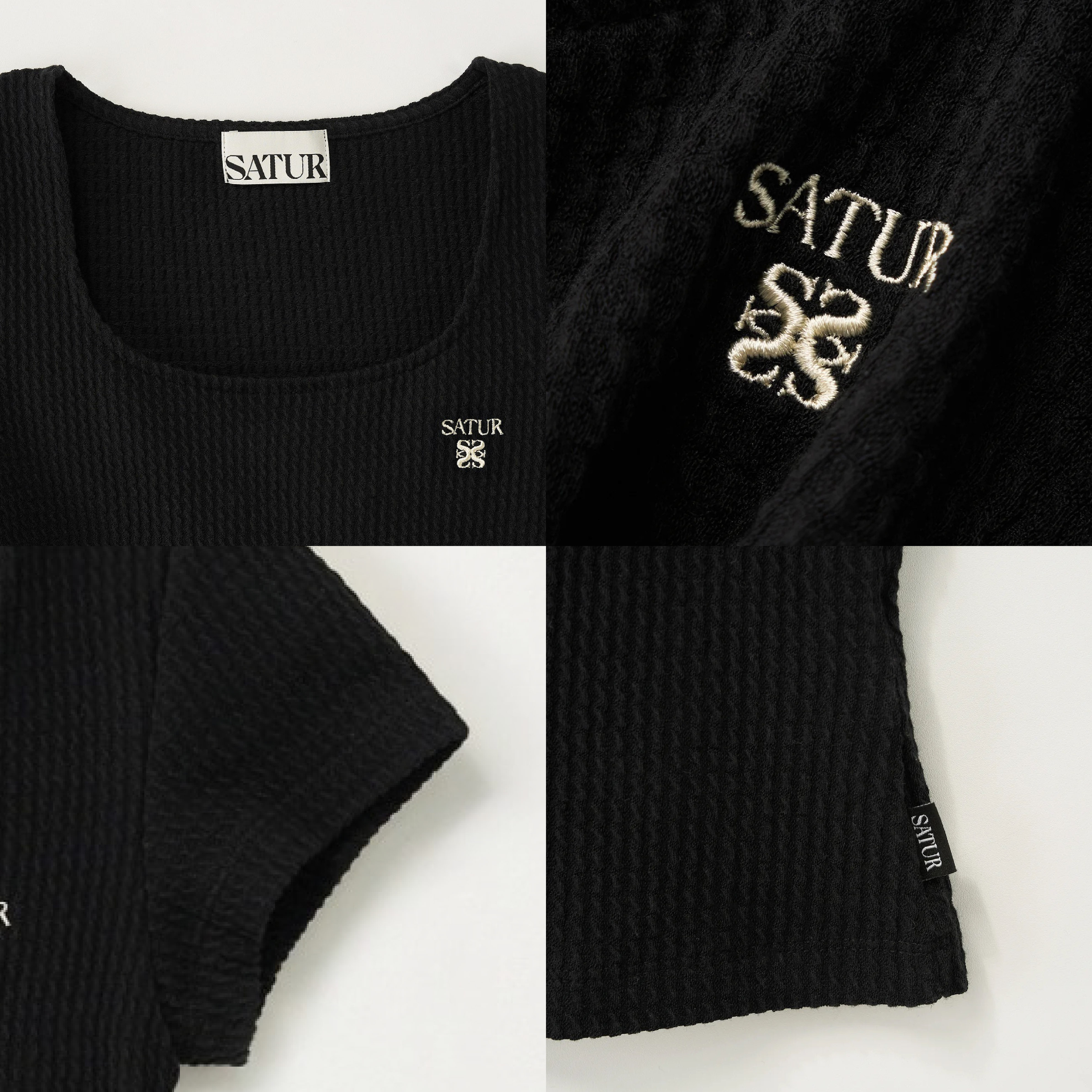SATUR 女款 方領皺摺短袖上衣  SA262WTS18