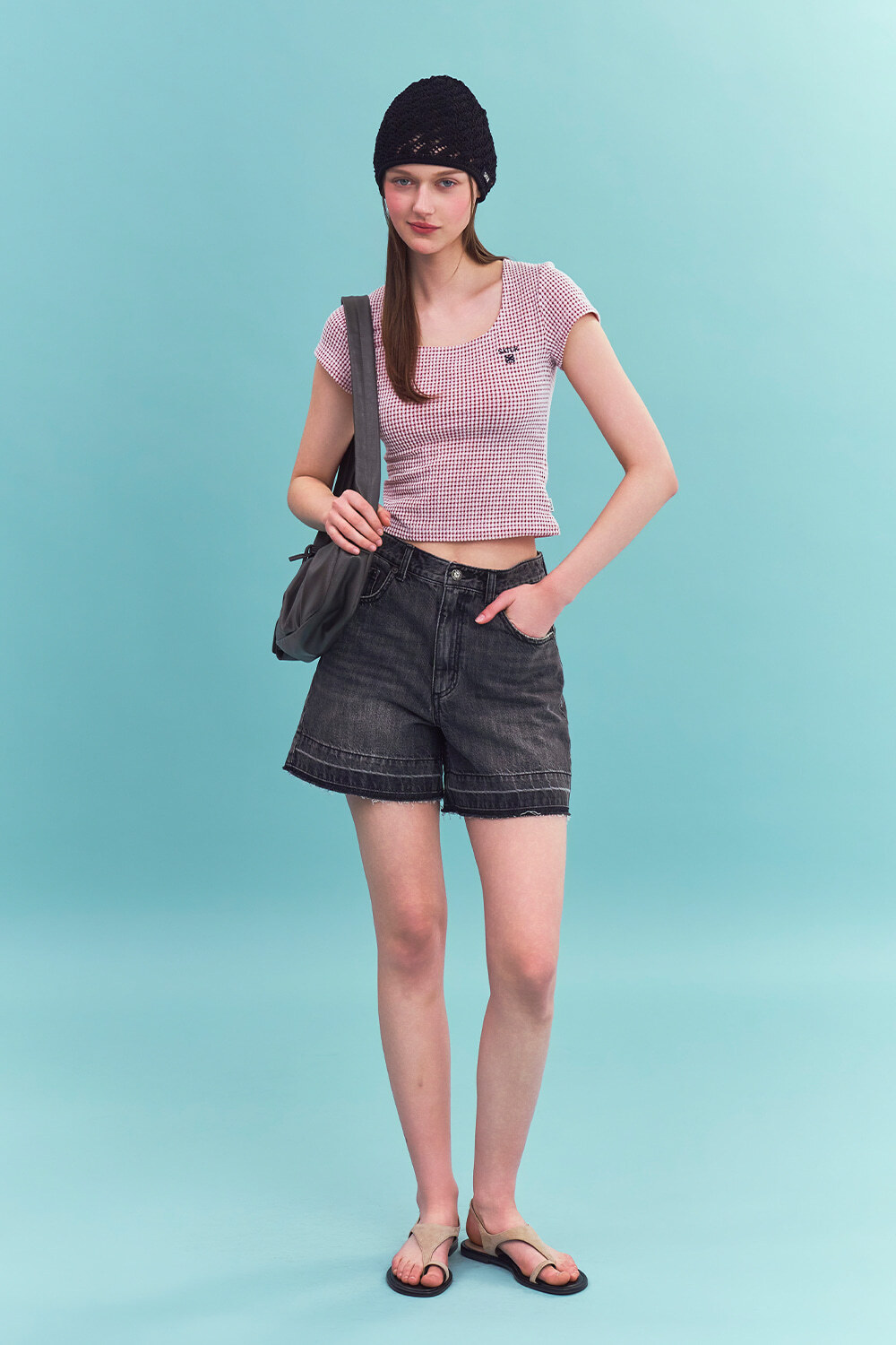 SATUR 女款 方領皺摺短袖上衣  SA262WTS18