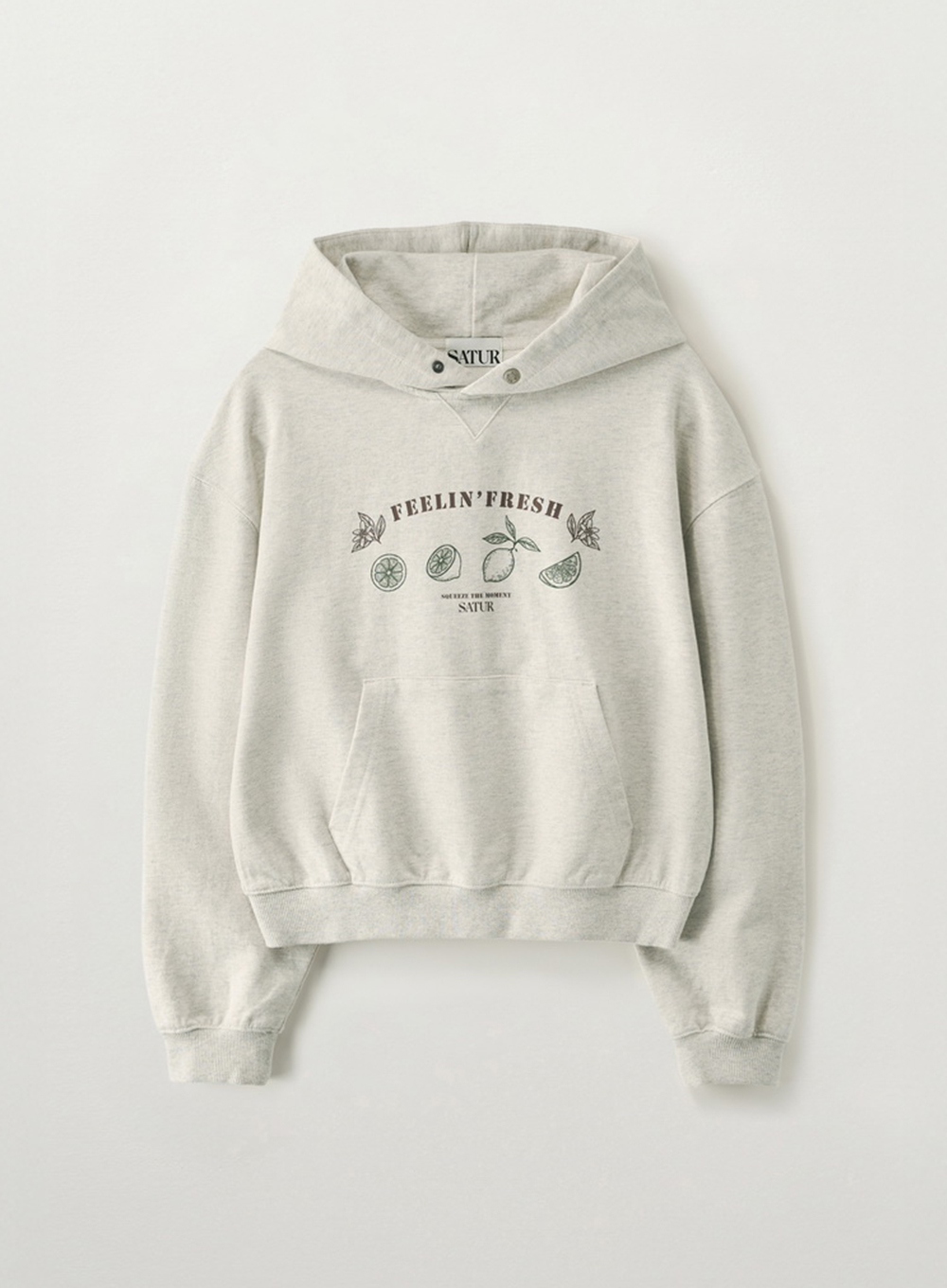 SATUR 檸檬短版連帽長袖上衣 (W) Citron Drawing Cropped Hoodie