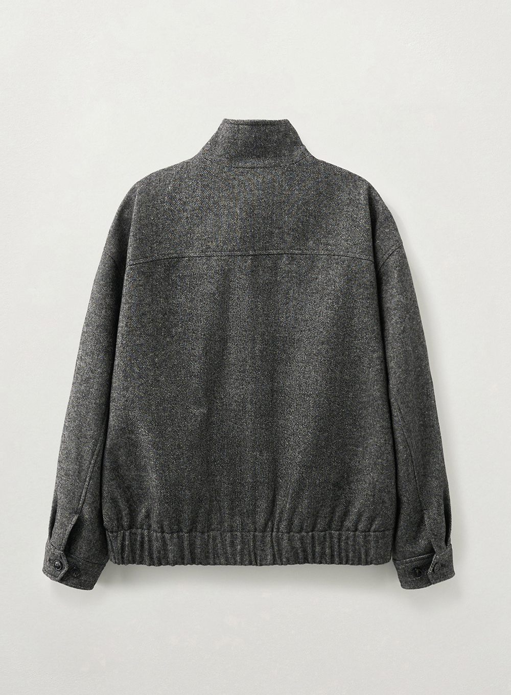 SATUR 羊毛混紡哈靈頓夾克 (M) Herringbone Wool Harrington Jacket