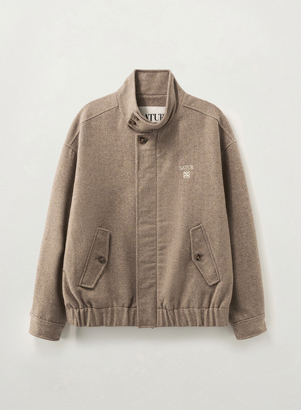 SATUR 羊毛混紡哈靈頓夾克 (M) Herringbone Wool Harrington Jacket