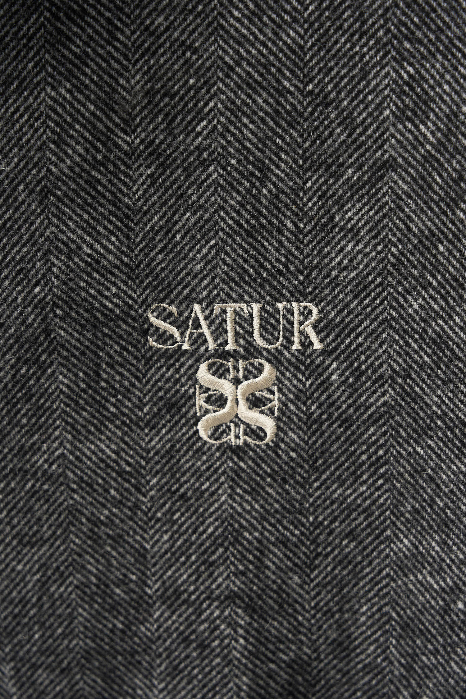 SATUR 羊毛混紡哈靈頓夾克 (M) Herringbone Wool Harrington Jacket