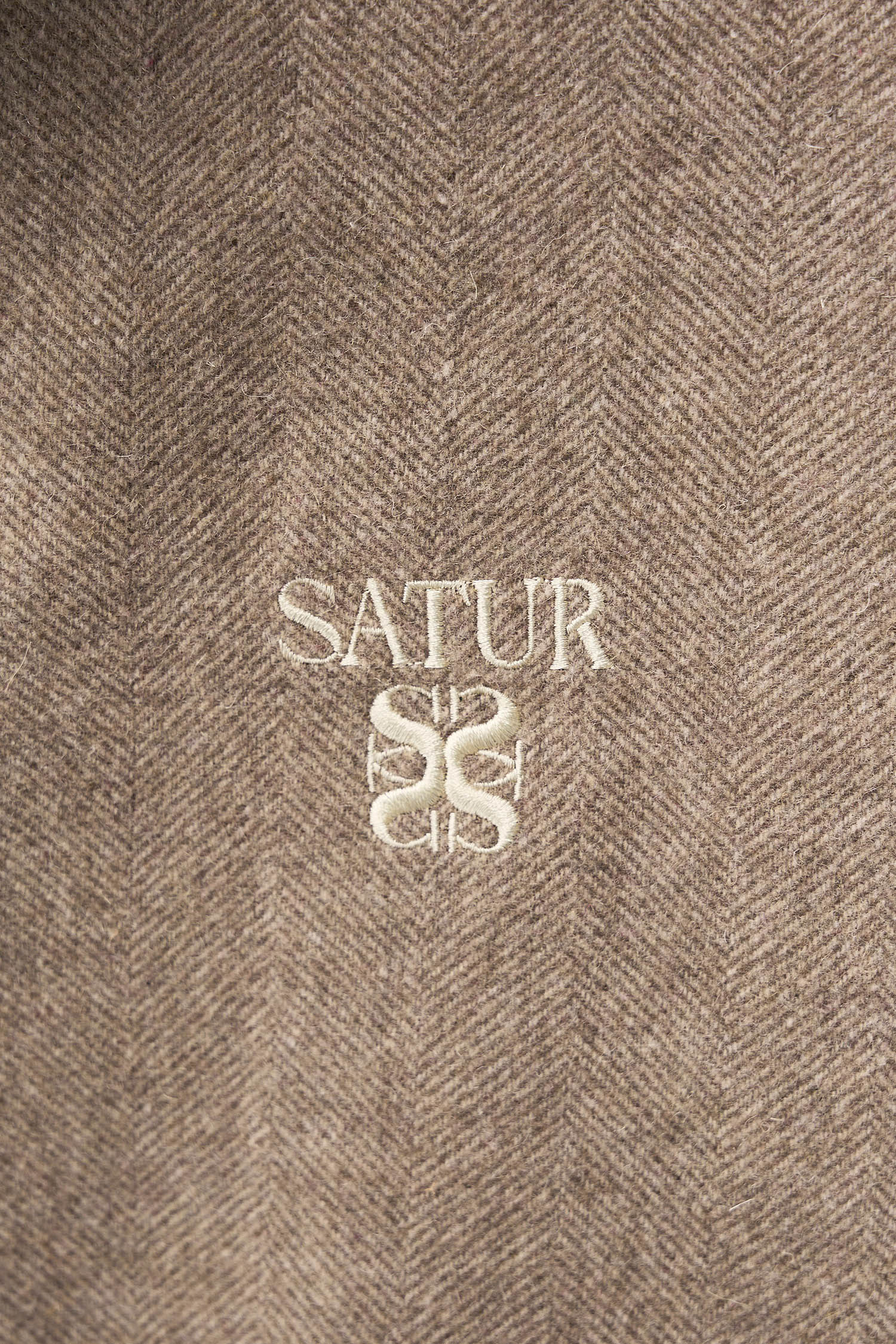 SATUR 羊毛混紡哈靈頓夾克 (M) Herringbone Wool Harrington Jacket
