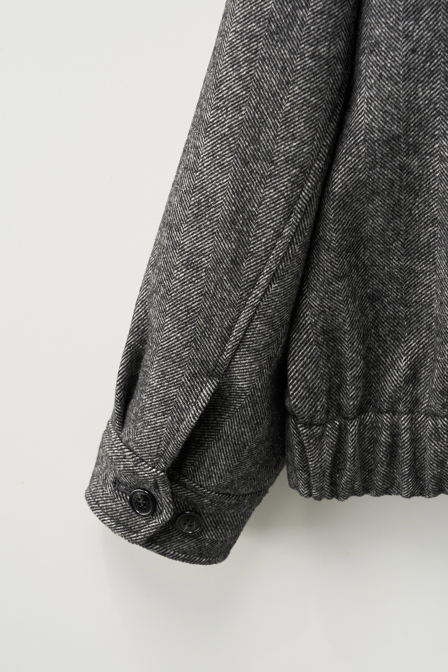 SATUR 羊毛混紡哈靈頓夾克 (M) Herringbone Wool Harrington Jacket