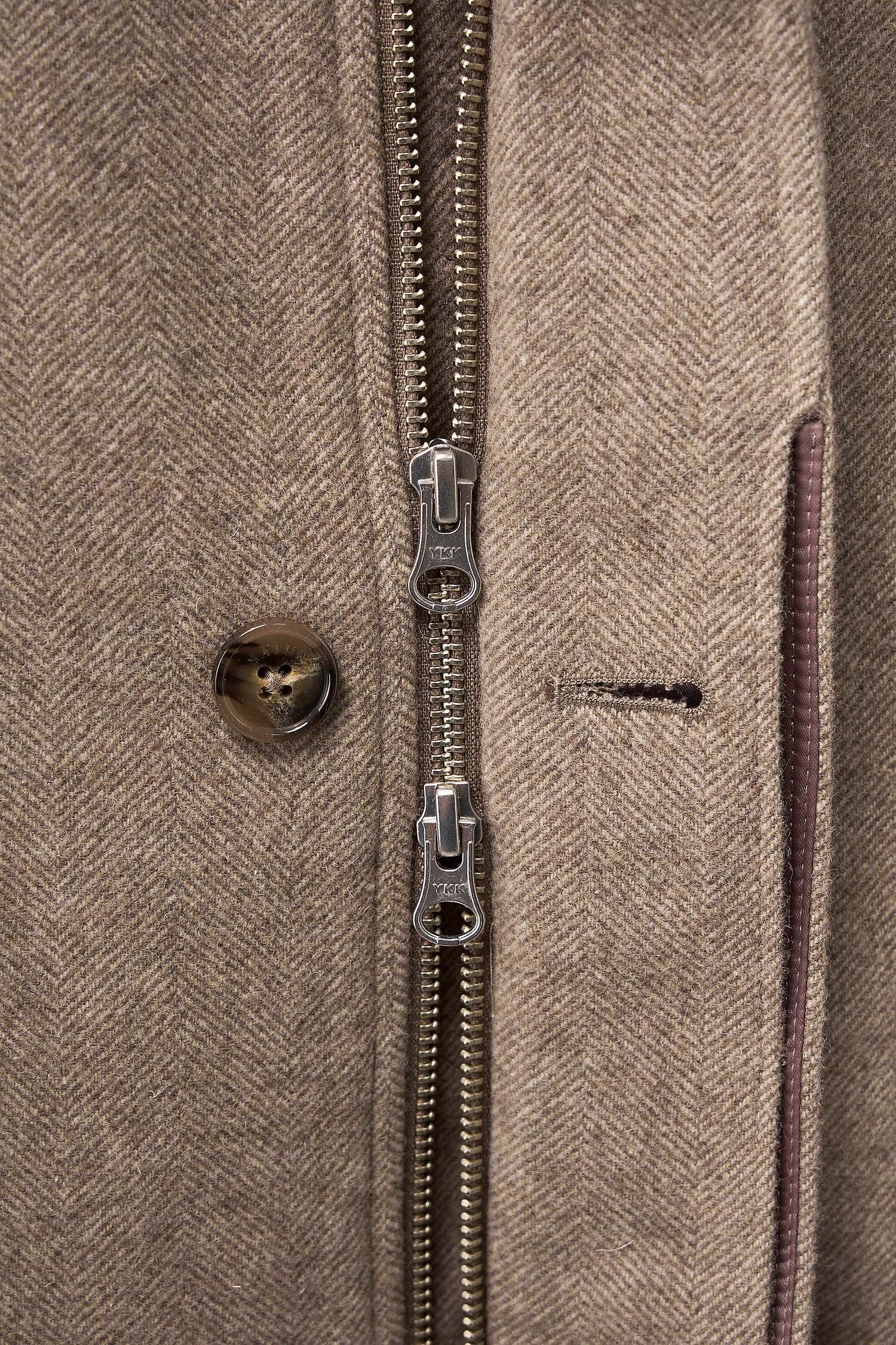SATUR 羊毛混紡哈靈頓夾克 (M) Herringbone Wool Harrington Jacket