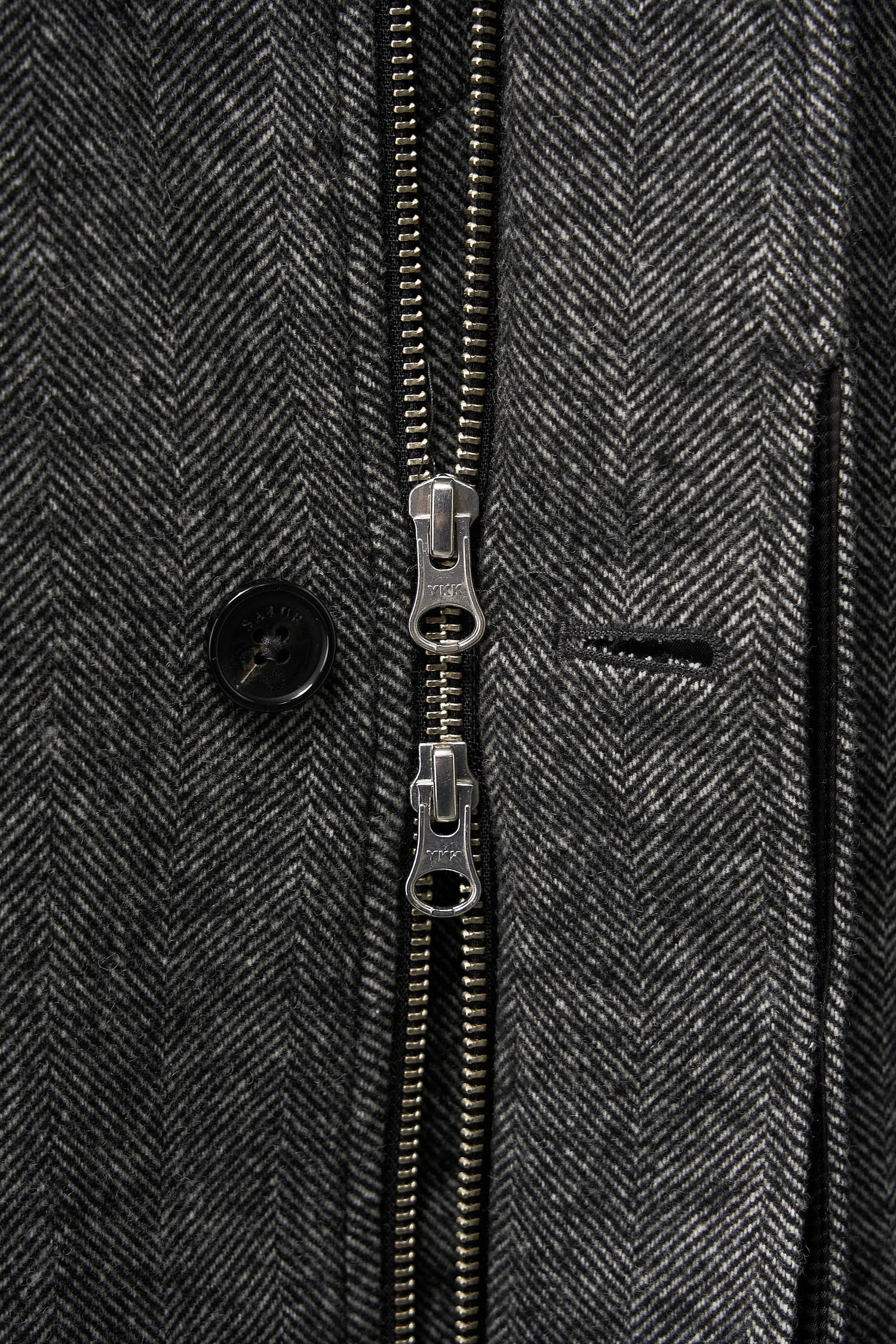 SATUR 羊毛混紡哈靈頓夾克 (M) Herringbone Wool Harrington Jacket