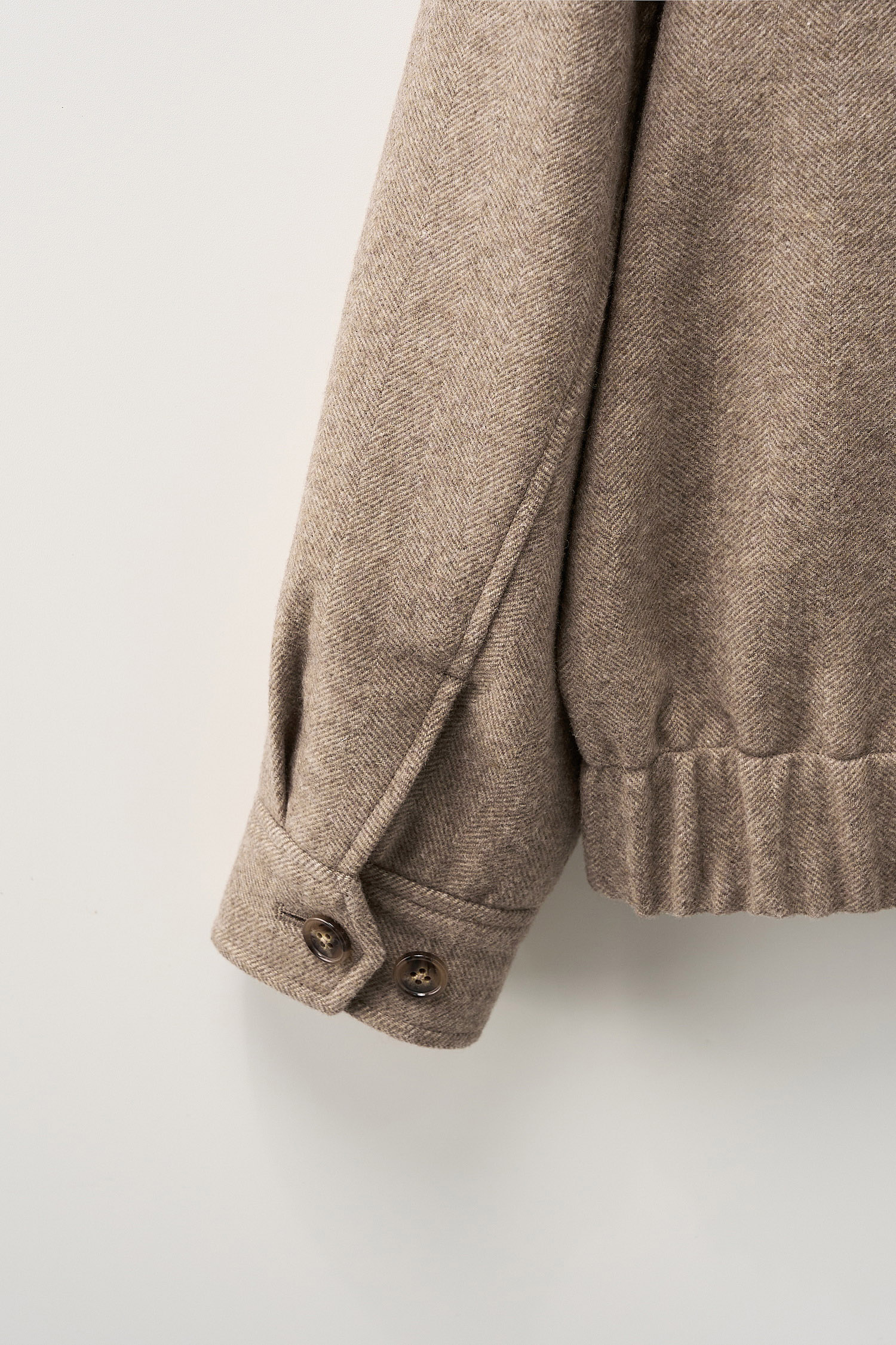 SATUR 羊毛混紡哈靈頓夾克 (M) Herringbone Wool Harrington Jacket