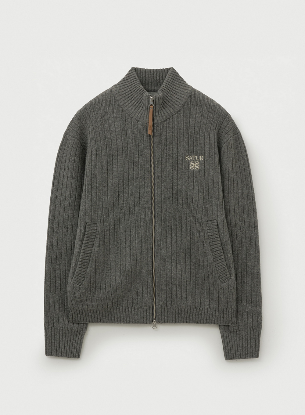 SATUR 抽針立領開襟拉鍊針織衫 (U) Faro Half Neck Knit Zip-up