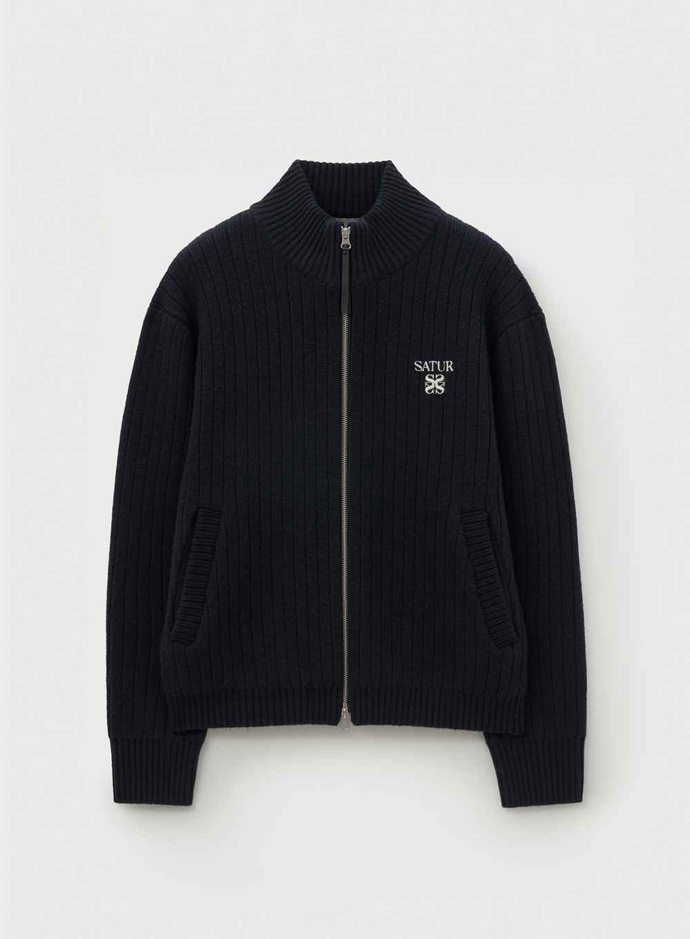 SATUR 抽針立領開襟拉鍊針織衫 (U) Faro Half Neck Knit Zip-up