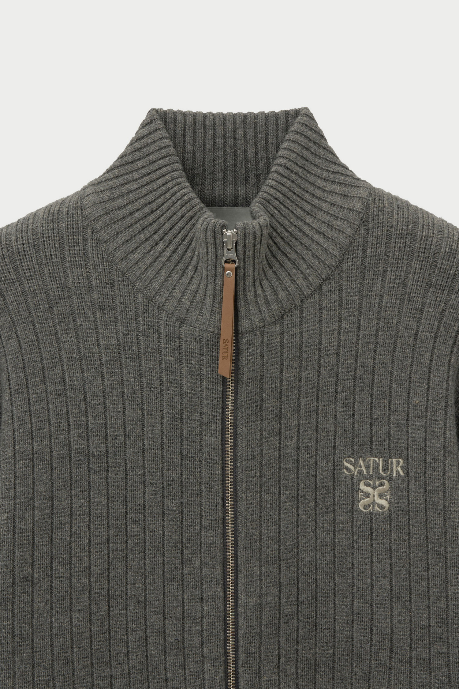 SATUR 抽針立領開襟拉鍊針織衫 (U) Faro Half Neck Knit Zip-up