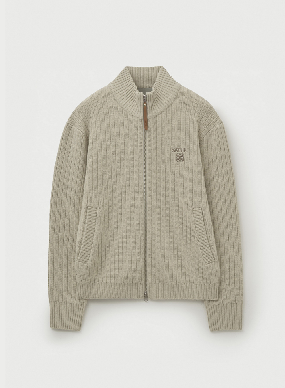 SATUR 抽針立領開襟拉鍊針織衫 (U) Faro Half Neck Knit Zip-up
