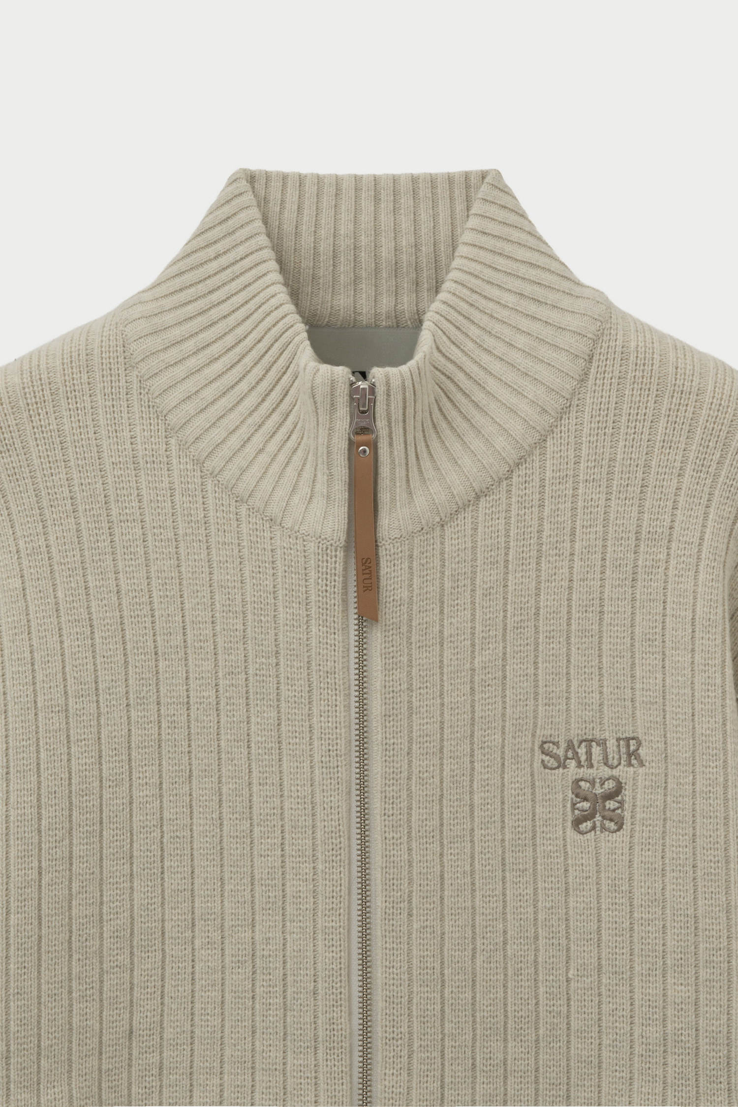 SATUR 抽針立領開襟拉鍊針織衫 (U) Faro Half Neck Knit Zip-up