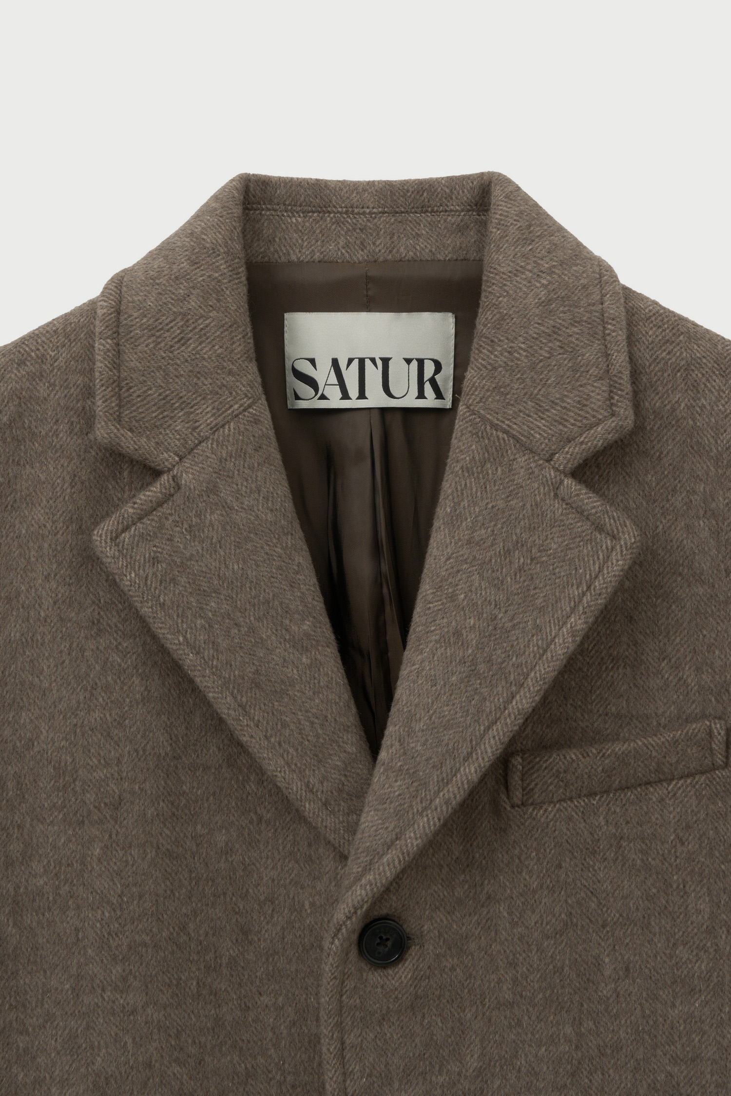 SATUR 羊毛混紡單排釦休閒西裝外套 (M) Herringbone Single Blazer