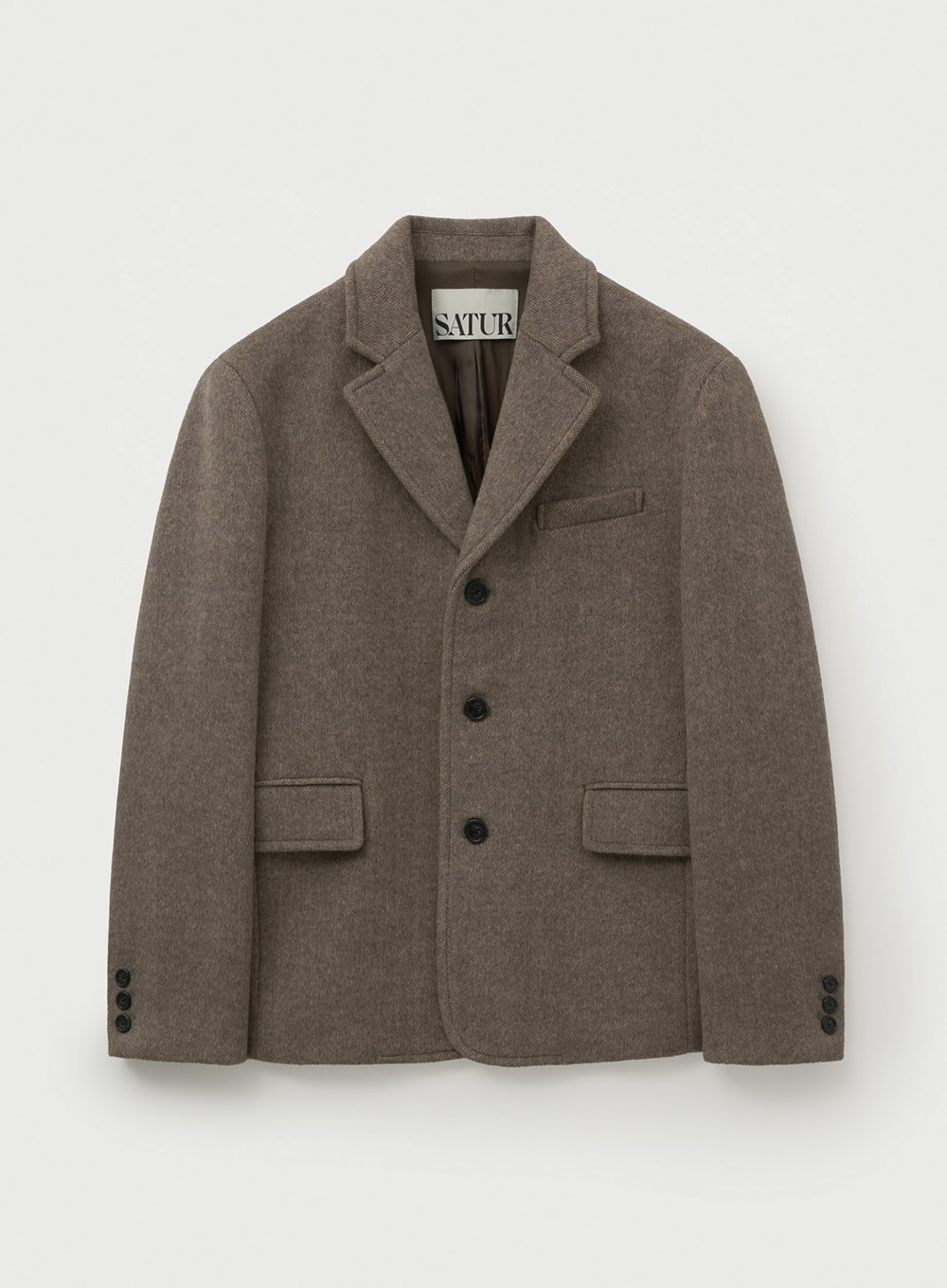 SATUR 羊毛混紡單排釦休閒西裝外套 (M) Herringbone Single Blazer