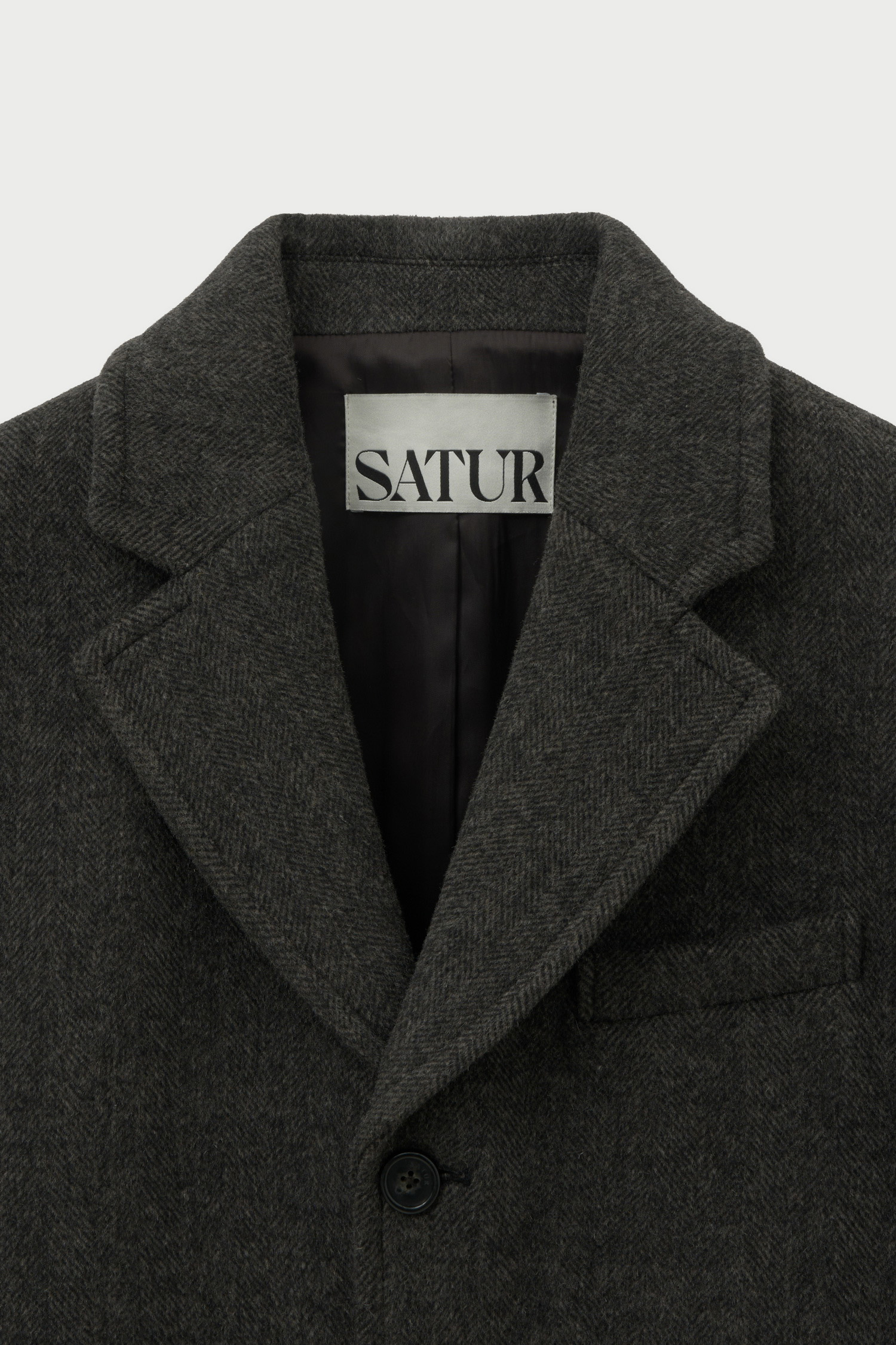 SATUR 羊毛混紡單排釦休閒西裝外套 (M) Herringbone Single Blazer