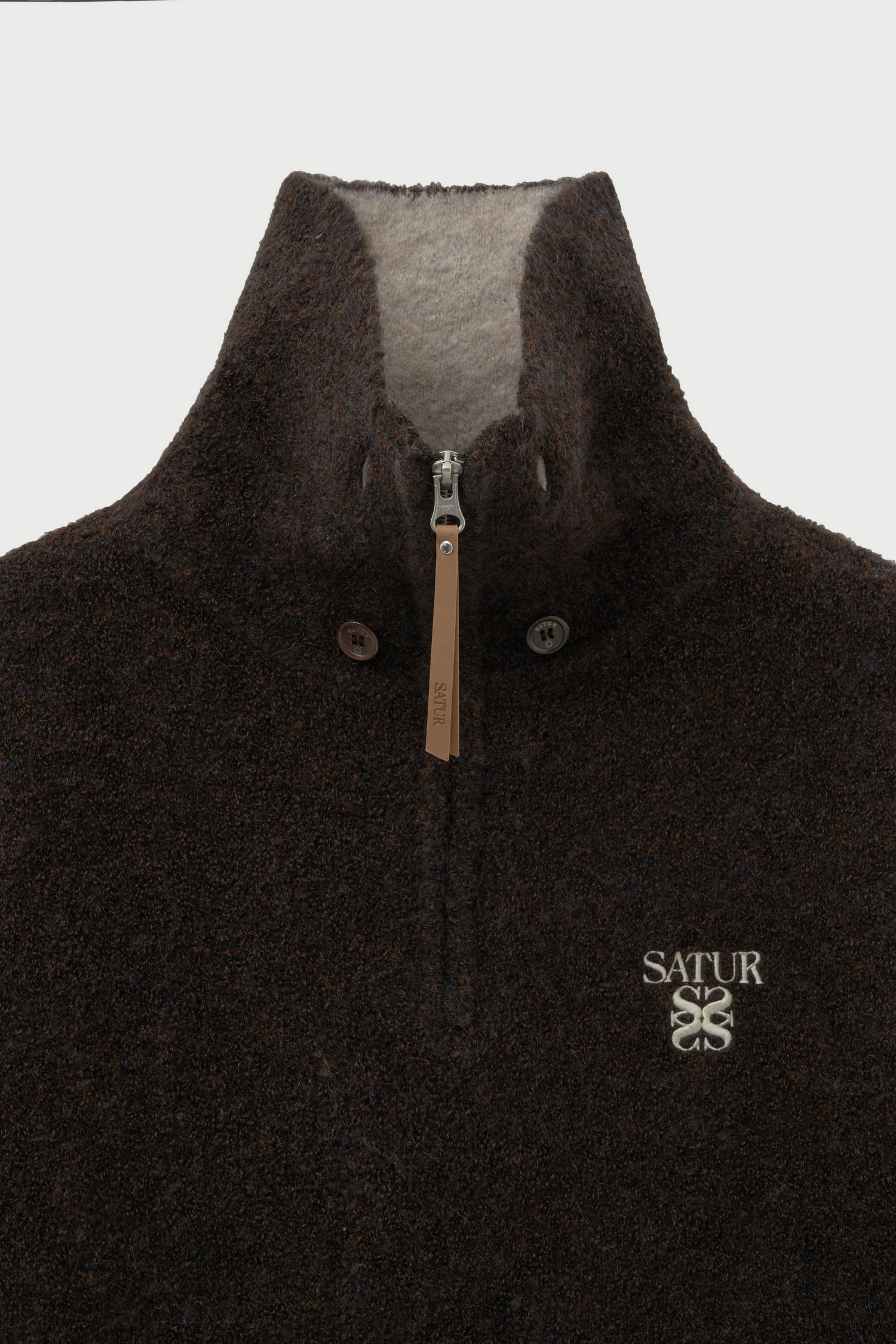 SATUR 半開襟拉鍊針織衫 (M) Fleece Half Neck Zip-up Knit