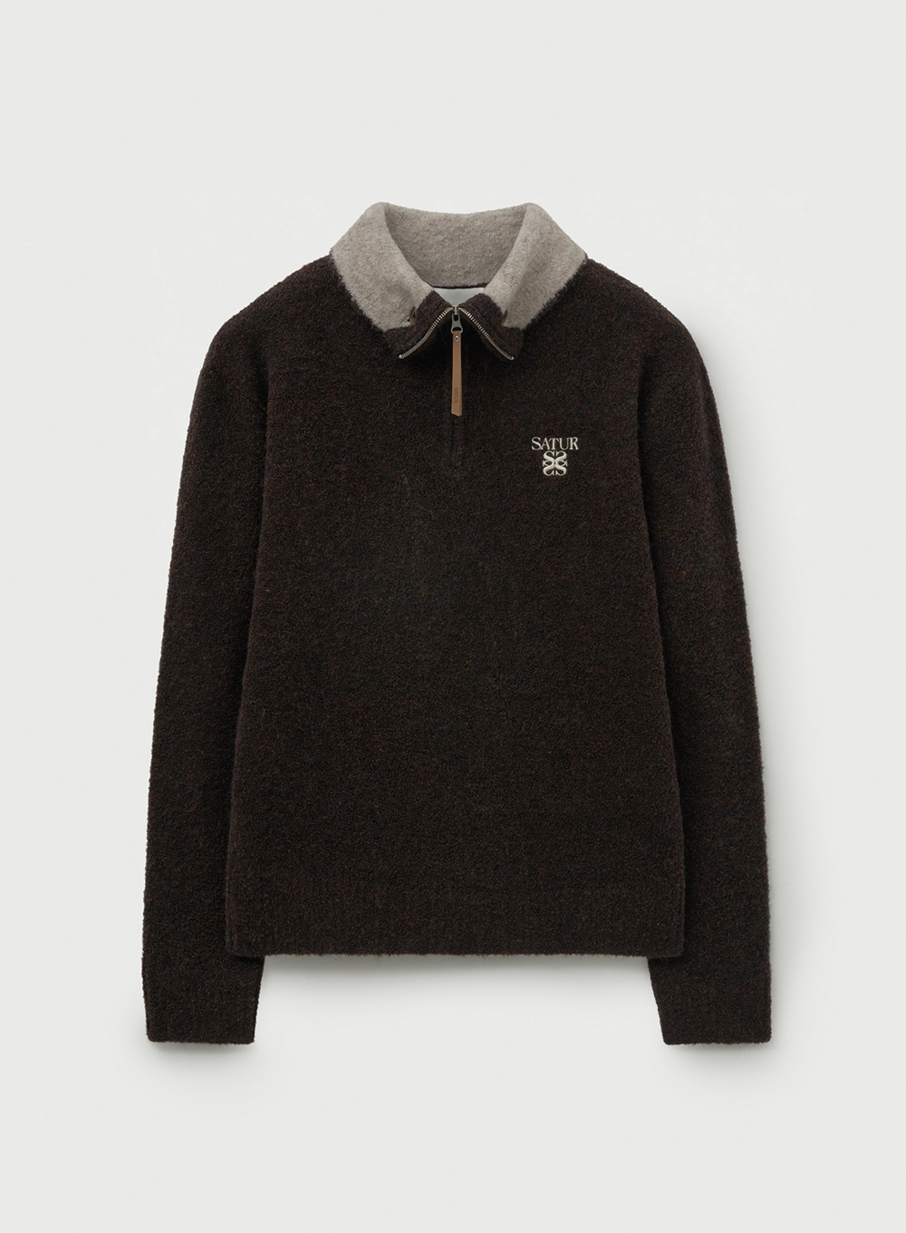 SATUR 半開襟拉鍊針織衫 (M) Fleece Half Neck Zip-up Knit