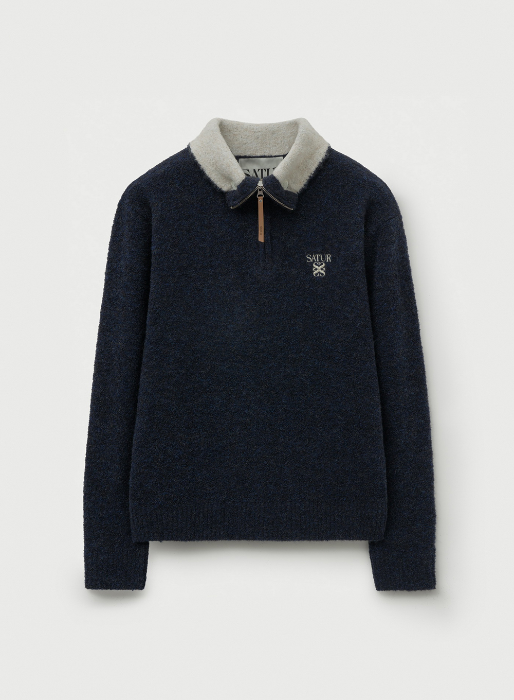 SATUR 半開襟拉鍊針織衫 (M) Fleece Half Neck Zip-up Knit