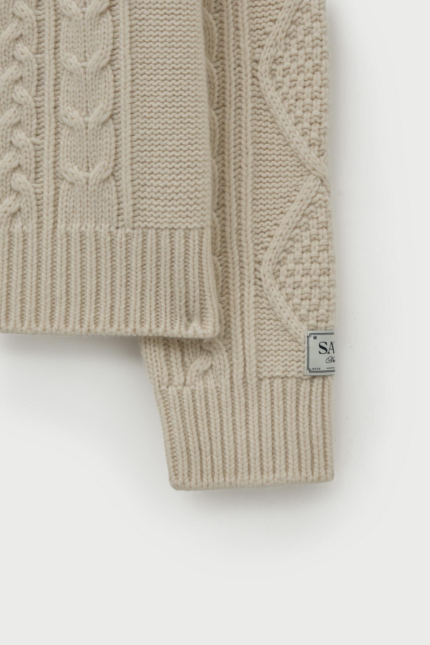 SATUR 寬鬆版扭繩套頭針織衫 (U) Big Cable Fishermen Knit Pullover