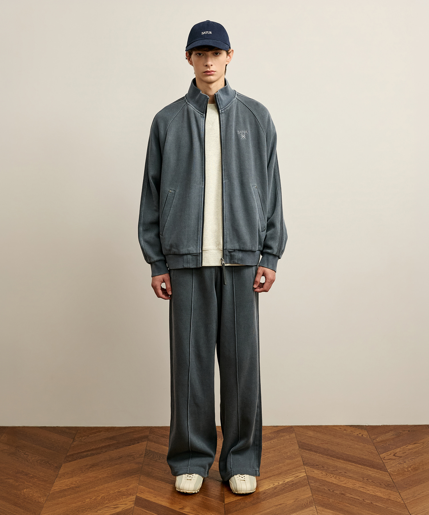SATUR 水洗仿舊運動外套 (U) Lawton Pigment Track Zip-Up